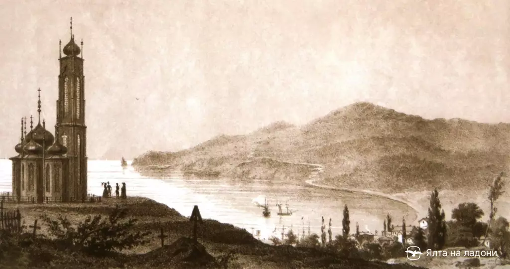 Вид на ялтинскую бухту с Поликуровского холма в начале 19 века