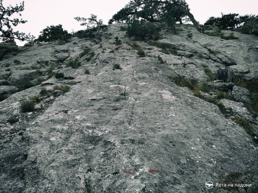 Красные стрелки перед вершиной горы Шаан-Кая