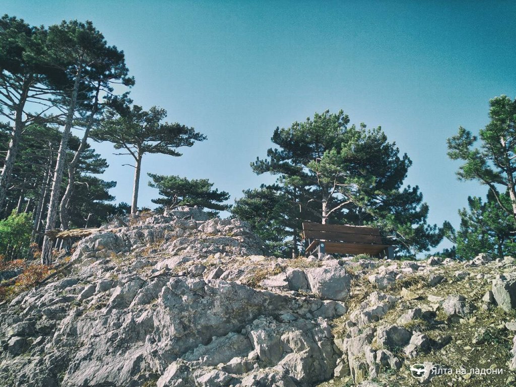 Скамейка на узенбашской тропе на хребте Иограф